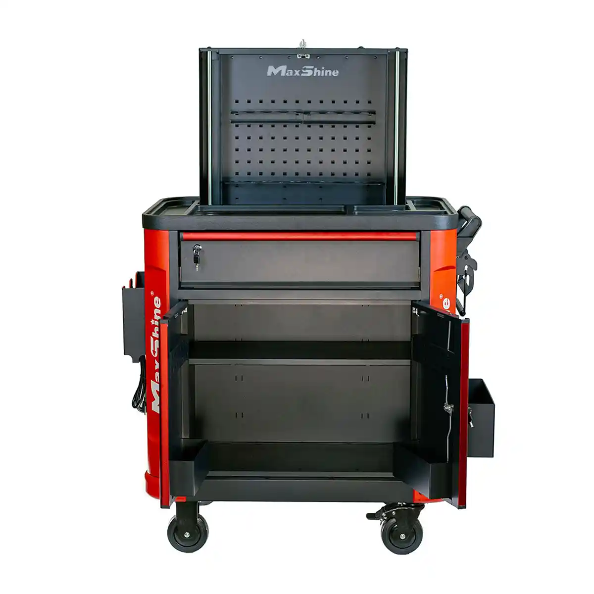 Maxshine Premium Multifunction Detailing Cart with Light, 110-220V Power Board and Detailing Cart for Professional Machine and Tools